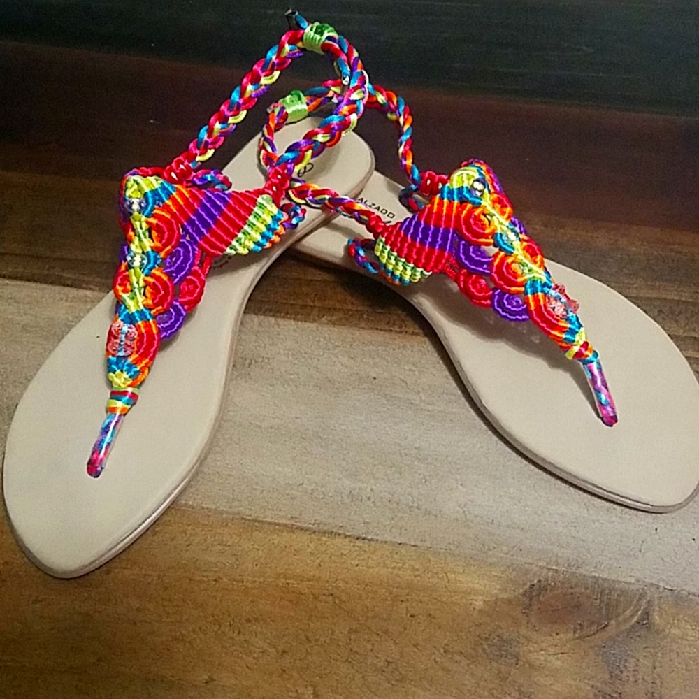 Vibrant braided sandals